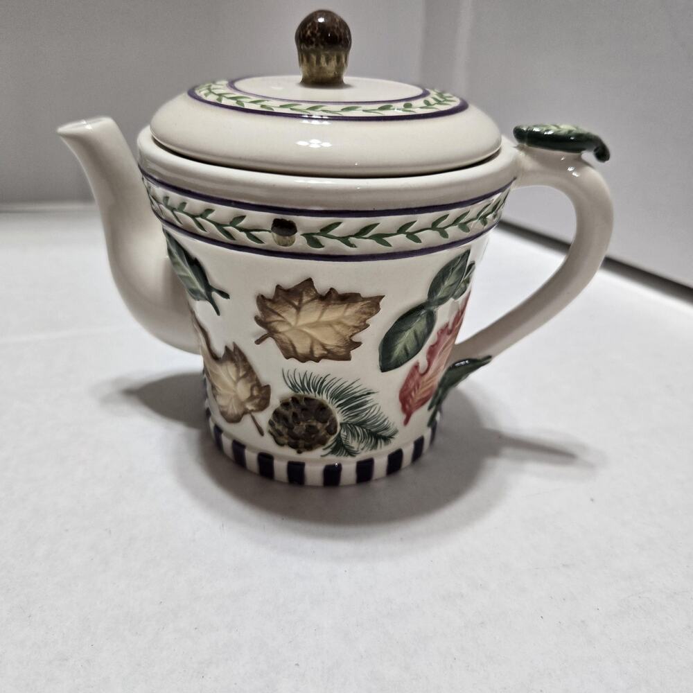 MWW Market Autumn Leaves Ceramic Pitcher – 2 Quart, 7" Tall (Minor Handle Crack)